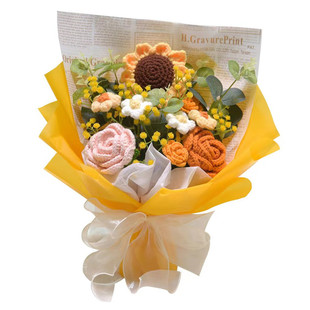 手工毛线针织编织永生花束成品闺蜜圣诞节结婚伴手礼生日毕业礼物