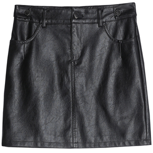 真皮皮裙女士短裙绵羊皮半身裙2025秋冬新款高腰显瘦一步裙包臀裙