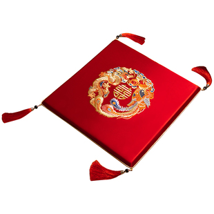结婚跪垫一对喜字坐福垫婚礼刺绣敬茶改口拜堂红色喜垫婚庆用品