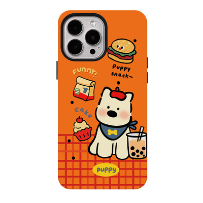 汉堡狗狗适用苹果17promax手机壳iphone16pro菲林磁吸支架个性华为P80小米15小众vivo防摔保护壳oppo简约可爱