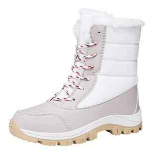 双星女鞋加绒加厚保暖棉鞋防水防滑耐磨雪地靴冬季户外高帮靴橡胶