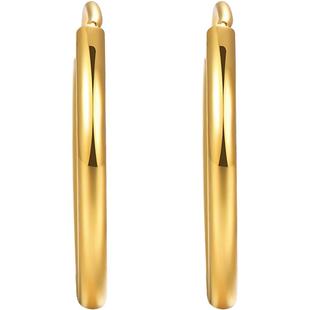 明牌珠宝足金耳圈 简约5G黄金耳环百搭款耳坠送女友礼物AFH0280