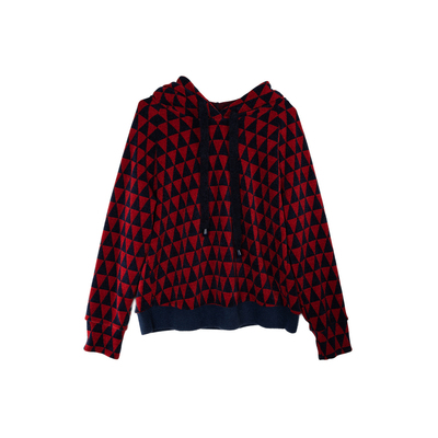 谜底格纹卫衣长袖女2025春季新款百搭休闲连帽短款上衣258MV5502