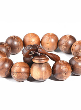 樟木手串刻六字真言男女手饰品