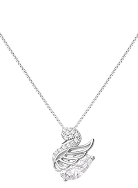 老凤祥S925纯银项链女轻奢高级感锁骨链锆石吊坠生日礼物送女朋友