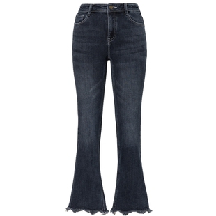 【折扣新降】商场同款FF||仿佛冬季牛仔裤女微喇高腰直筒修身显瘦