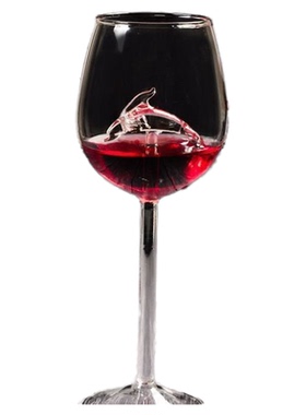 创意海豚红酒杯 玻璃高脚鲨鱼杯 海马玻璃红酒杯 鸡尾酒玻璃酒杯