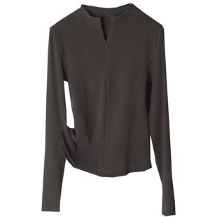 立领半拉链卫衣女2025秋冬新款纯色叠穿加绒打底衫修身内搭上衣潮