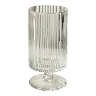 高脚果汁玻璃杯家用高颜值树纹直筒创意透明果茶气泡水杯鸡尾酒杯