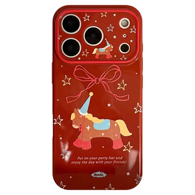 苹果蝴蝶结卡通小马手机壳保护套