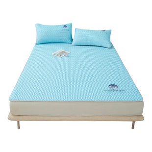 2026新款凉感乳胶凉席床笠款2.0简约纯色灰色蓝色冰丝空调席子1.2