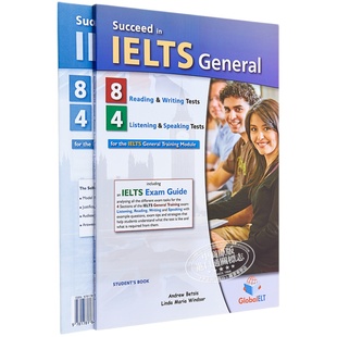现货 Succeed in IELTS General 8 Reading & Writing 4 Listening GLOBAL ELT雅思考试8+4自学套装 含答案 12岁以上【中商原版】
