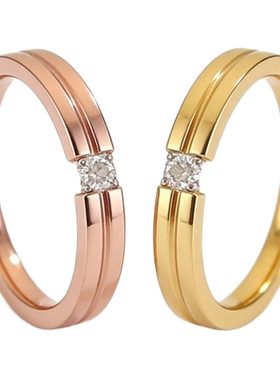 网红百搭精致配饰轻奢韩版锆石钛钢戒指女小众高级感情侣戒指ring