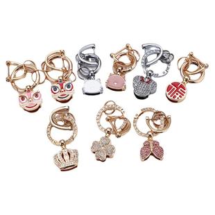 新款扁款钥匙扣宽版镶钻平安舞狮钥匙扣四叶草蝴蝶手工龙鳞钥匙扣