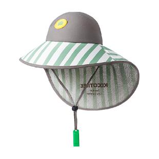 KK树黑胶儿童防晒帽夏季防紫外线宝宝遮阳帽男孩女童半空顶太阳帽