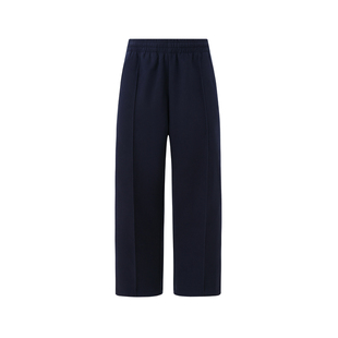 REDCHARCOAL红炭藏青色直筒侧条纹运动休闲裤男新款松紧腰裤子