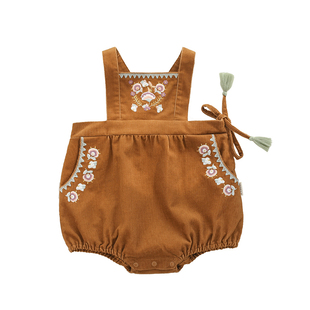 YOUGE幼歌 男女童背带裤春秋新款宝宝灯芯绒裤婴幼儿刺绣吊带裤子