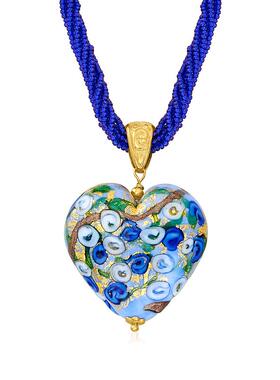 自营 Ross-Simons 18 克拉金意大利多彩穆拉诺心形吊坠项链 20 英
