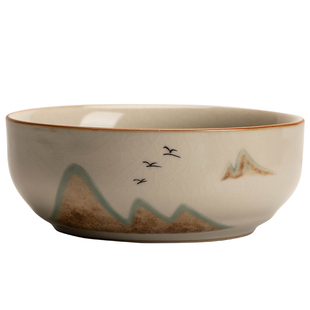 大号黄汝窑茶洗可养开片陶瓷茶道配件大容量茶杯杯洗汝瓷洗杯大碗