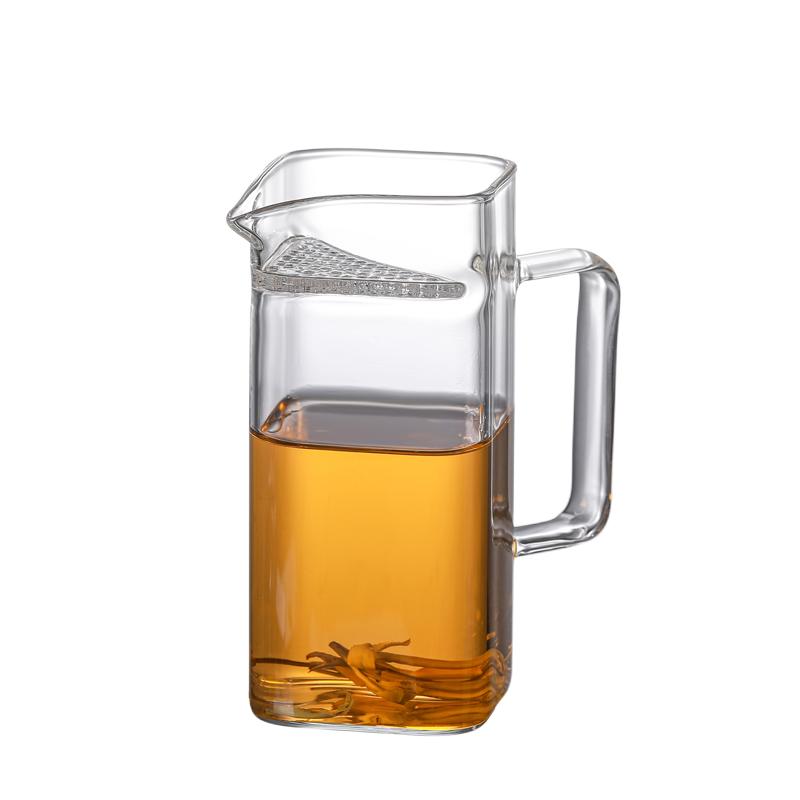 公道杯玻璃过滤一体绿茶杯功夫茶具套装公杯高档分茶器玻璃杯月牙