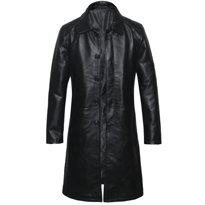 男士长款头层牛皮风衣真皮皮衣