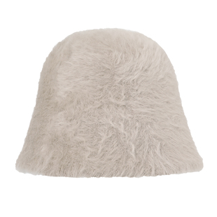 IIING帽控 兔毛渔夫帽女显脸小秋冬氛围感毛绒水桶帽大头围盆帽子