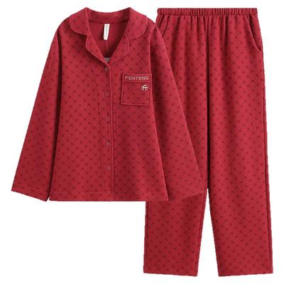 芬腾情侣睡衣秋冬空气棉夹层套装