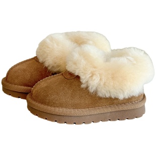 儿童真皮雪地靴冬季羊羔毛口宝宝棉鞋韩版加绒加厚男女童面包鞋潮