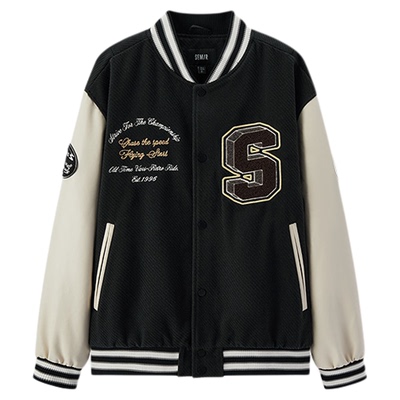 森马复古学院棒球服仿毛呢外套男