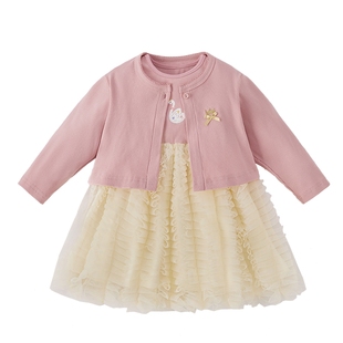 [7A抗菌]女童裙子小童冬季套装宝宝洋气两件套冬装儿童公主连衣裙