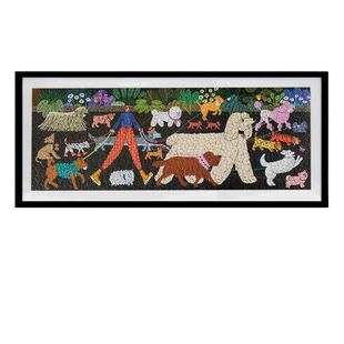 galison遛狗狗1000片拼图裱框99*35.4实木50.8方形铝合金画框定制