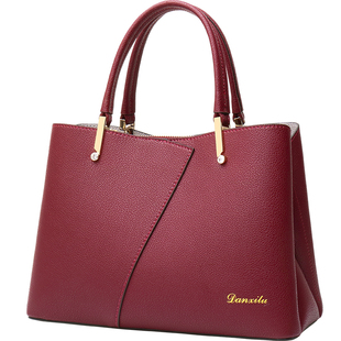 丹希路真皮女包新款红色结婚婚包女士手提包中年送妈妈包包高级感