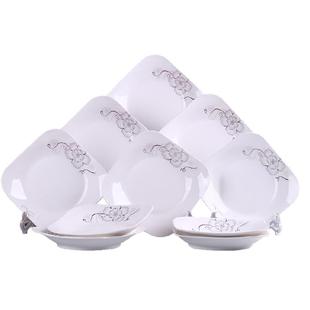 创意盘子套装 陶瓷10菜盘组合 家用餐盘蒸鱼盘新款碟子大号饭盘