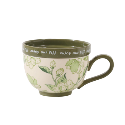 高级感铃兰花开带盖陶瓷马克杯