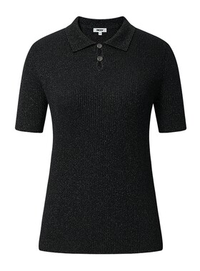 亮丝提花短袖针织衫简约