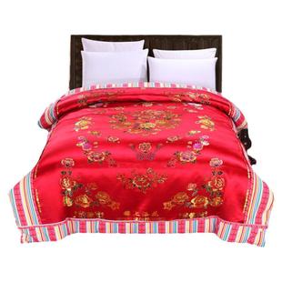 杭州丝绸婚庆大红子孙和合结婚被套龙凤百子图正品锦缎加厚被罩