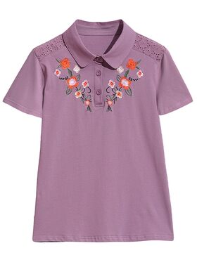 夏季新款纯棉刺绣T恤杉中年妈妈宽松短袖翻领上衣女装减龄POLO衫