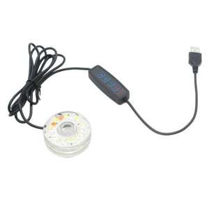 陶瓷圆缸古法鱼缸防水灯LED照明灯暖色黄光彩灯水族缸可调小圆灯