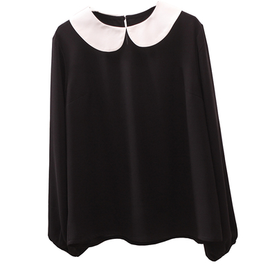 雪纺上衣长袖娃娃领大码秋季洋气