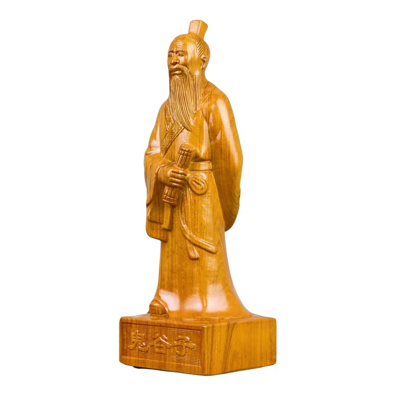 花梨实木雕刻鬼谷子神像摆件