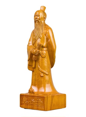花梨实木雕刻鬼谷子神像摆件