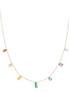 彩色水晶钛钢项链复古小众轻奢气质高级ins风锁骨链温柔梦幻TX07