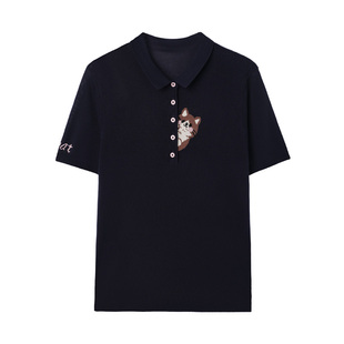 【现货】枫竺2026夏莱赛尔Polo领小猫萌宠针织女正肩显瘦短袖T恤