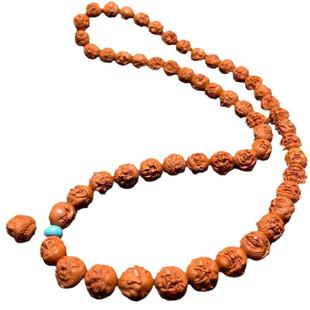 龙纹桃核雕刻108罗汉脖挂文玩男士项链高端十八罗汉橄榄核手串女