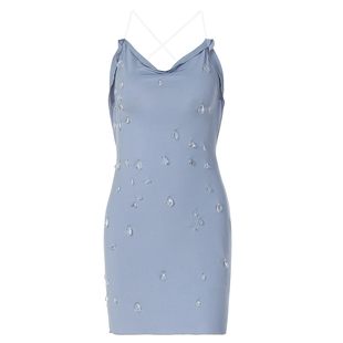 【Peach heart】小众露背性感水滴装饰吊带包臀连衣裙修身短裙女