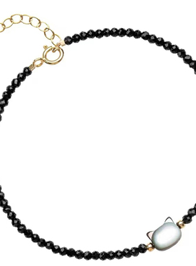 女士黑尖晶可爱简约小众极细手串