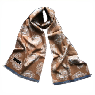 杭州都锦生秋冬桑蚕丝加厚围巾保暖真丝绒丝巾礼盒装驼色佩里斯女