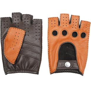 罗欧蒂斯男士复古机车手套哈雷摩托车骑行驾驶开车半指鹿皮手套薄