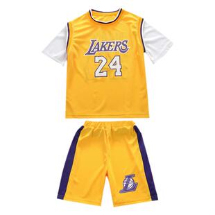 儿童篮球服套装速干男童24号短袖球衣湖人科比夏季薄款运动训练服