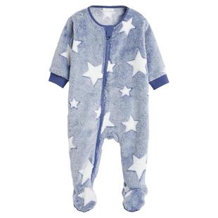 现货英国Next宝宝秋冬厚珊瑚绒连体衣婴儿天鹅绒连身衣摇粒绒爬服